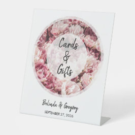 Elegante rosa Peonies Wedding Cards & Gifts Sockelschild