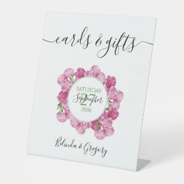 Elegante rosa Peonies Wedding Cards & Gifts Sockelschild