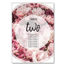 Elegante rosa Peonies Wedding Guest Names