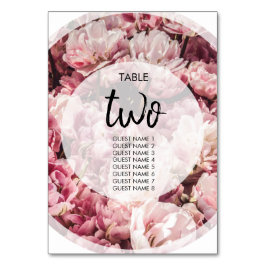 Elegante rosa Peonies Wedding Guest Names Tischnummer