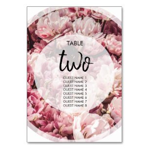 Elegante rosa Peonies Wedding Guest Names Tischnummer