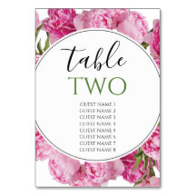 Elegante rosa Peonies Wedding Guest Names