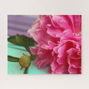 Elegante Rosa Peony Blume Botanical Puzzle