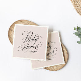 Elegante, rosa personalisierte Babydusche Serviette