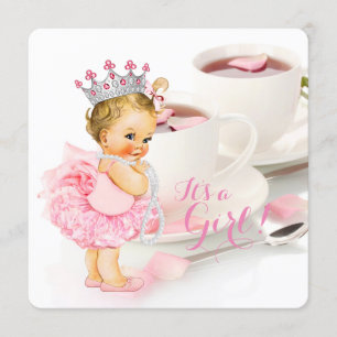 Elegante Rosa Petal Tea Cup Kinderdusche Tee Einladung