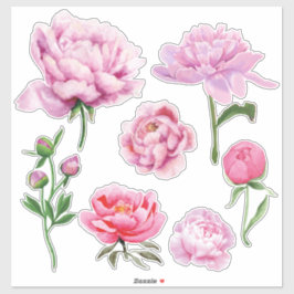 Elegante rosa Pfingstrose Aufkleber