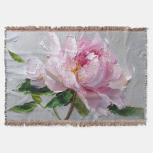 Elegante rosa Pfingstrose Dicke Impasto-Ölgemälde 