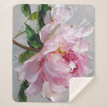 Elegante rosa Pfingstrose Dicke Impasto-Ölmalerei 