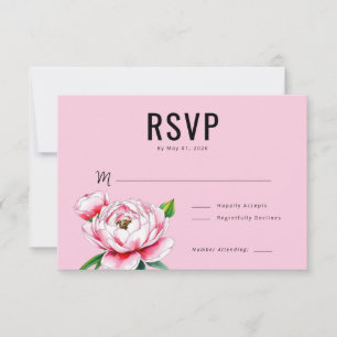 Elegante rosa Pfingstrose floral RSVP Karte