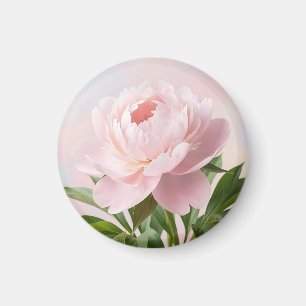 Elegante rosa Pfingstrose realistische Blüten Magnet