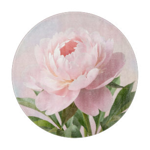 Elegante rosa Pfingstrose realistische Blüten Schneidebrett