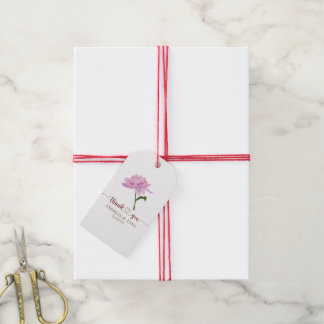Elegante rosa Pfingstrosen-Hochzeits-Dankeschön Geschenkanhänger