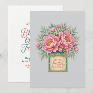 Elegante rosa Pfingstrosen Muttertagskarte - Vinta Karte