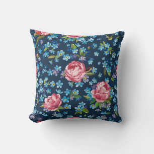 Elegante rosa Pfingstrosen Retro-Hintergrund Kissen