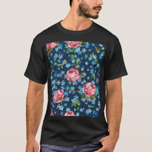 Elegante rosa Pfingstrosen Retro-Hintergrund T-Shirt