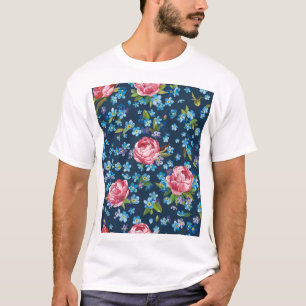 Elegante rosa Pfingstrosen Retro-Hintergrund T-Shirt