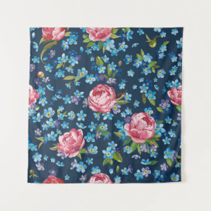 Elegante rosa Pfingstrosen Retro-Hintergrund Wandteppich