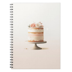 Elegante Rosa Pfirsich Blumen Kuchen Hochzeitsgäst Notizblock