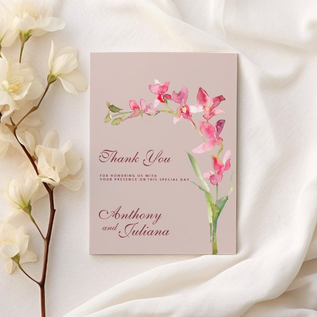 Elegante, rosa Pink-Minze-Orchideen-Blume Vielen D Einladung (Elegant blush pink mint orchid flowers Thank You )
