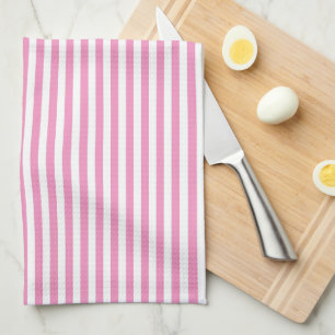 Elegante Rosa Pink Sherbet Weiße Cabana Streifen Geschirrtuch