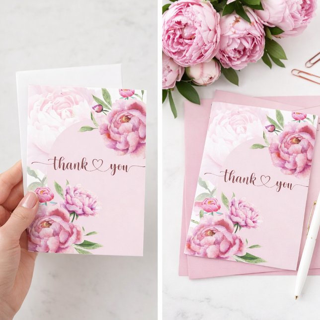 Elegante rosa Pivoine Danke (Thank You Cards Peony)