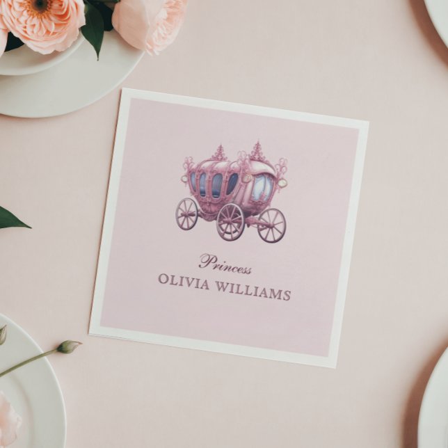 Elegante Rosa Prinzessin Carriage Birthday Party Serviette (Von Creator hochgeladen)