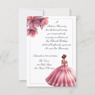 Elegante rosa Prinzessin Quinceañera-Einladung Einladung