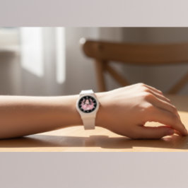 Elegante rosa Prinzessinnen-Puppe Kirschblüten Dam Armbanduhr