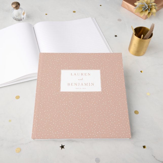 Elegante rosa Punkt-Einladung Gästebuch (Vorderseite offen)