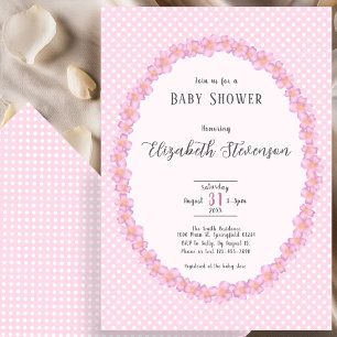Elegante rosa Punkte Blumen Baby-Party Einladung