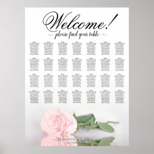 Elegante rosa rosa 28 Tisch Hochzeit Sitzordnung Poster
