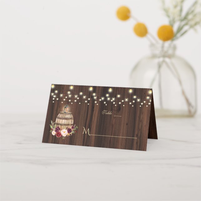 Elegante Rosa Rosa Blume Gold Frame Tischnummer Platzkarte (Vorderseite)