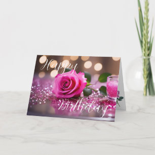 Elegante rosa rosa Geburtstagsgruß Karte