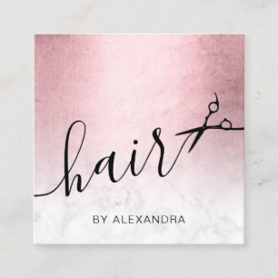 Elegante Rosa-Rosa-Goldmarschenschere Quadratische Visitenkarte