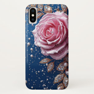 Elegante rosa rosa mit Perlen und Kristallen Case-Mate iPhone Hülle