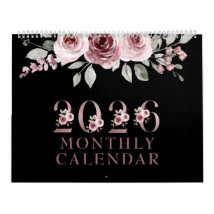 Elegante rosa Rose 2026 Kalender