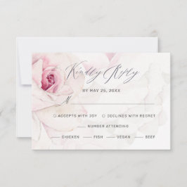 Elegante rosa Rose Blumenschrift Hochzeit RSVP Karte