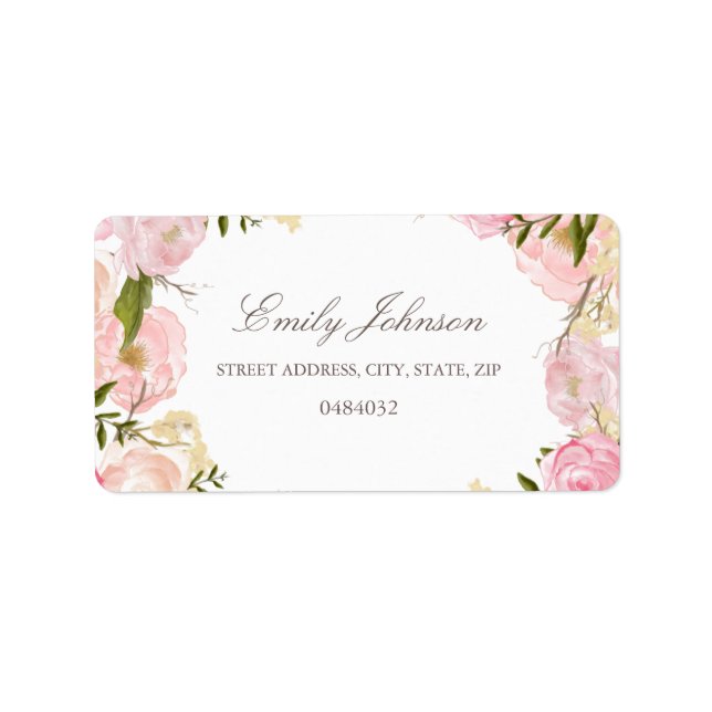 Elegante Rosa Rose Brautparty Address Labels Adressaufkleber (Vorne)