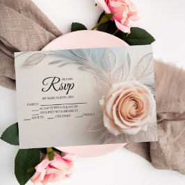 Elegante rosa Rose Dew Drops Designer RSVP-Karten RSVP Karte