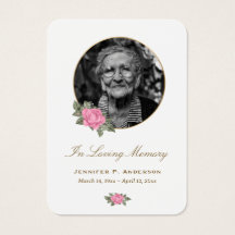 Elegante Rosa Rose Gold Floral Memorial Cards