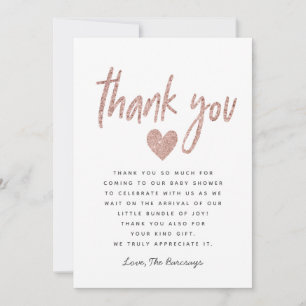 Elegante Rosa Rose Gold Glitzer Kinderdusche Dankeskarte
