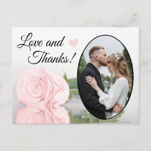 Elegante Rosa Rose Hochzeit Liebe & Dank Postkarte