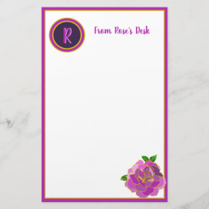 Elegante rosa Rose Monogram Script Stationery Briefpapier