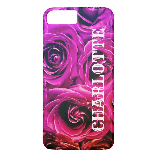 Elegante Rosa Rose Name Template Case-Mate iPhone Hülle (Rückseite)