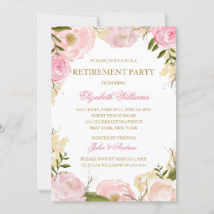 Elegante Rosa Rose Pensionskarte Party Einladung
