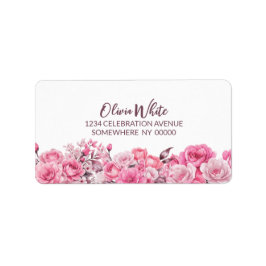 Elegante Rosa Rose Rücksendeadressen-Aufkleber Adressaufkleber