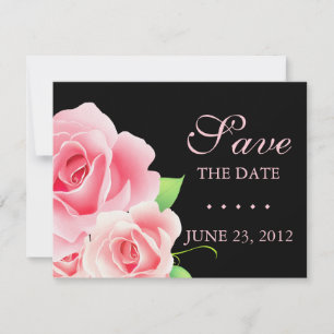 Elegante rosa Rose Save-the-Date [Schwarz] Save The Date