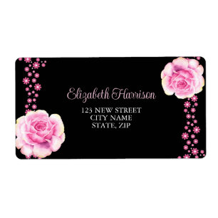Elegante Rosa Rose Schwarze Adresse