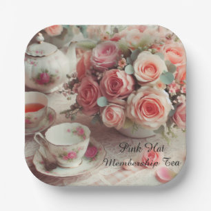 Elegante rosa Rose Tea Party Papierplatte Pappteller