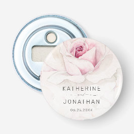 Elegante rosa Rose Wasserfarbe Blumenschrift Hochz Flaschenöffner